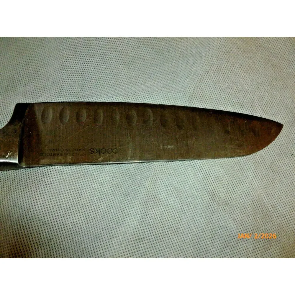Good Cook 7” INOX Stainless Steel Granton Blade Santoku Chef’s Knife‎ BLACK